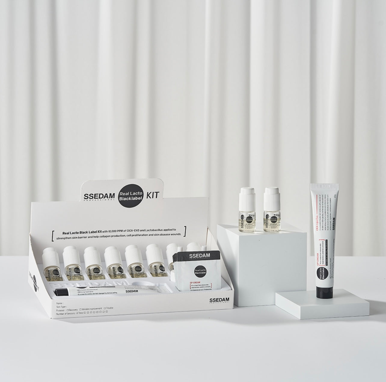 SSEDAM Real Lato Black label Kit - 10 billion probiotics freeze-dried ampoules (8 vials) + CP cream (40g) + CP cream pouch (8 doses)