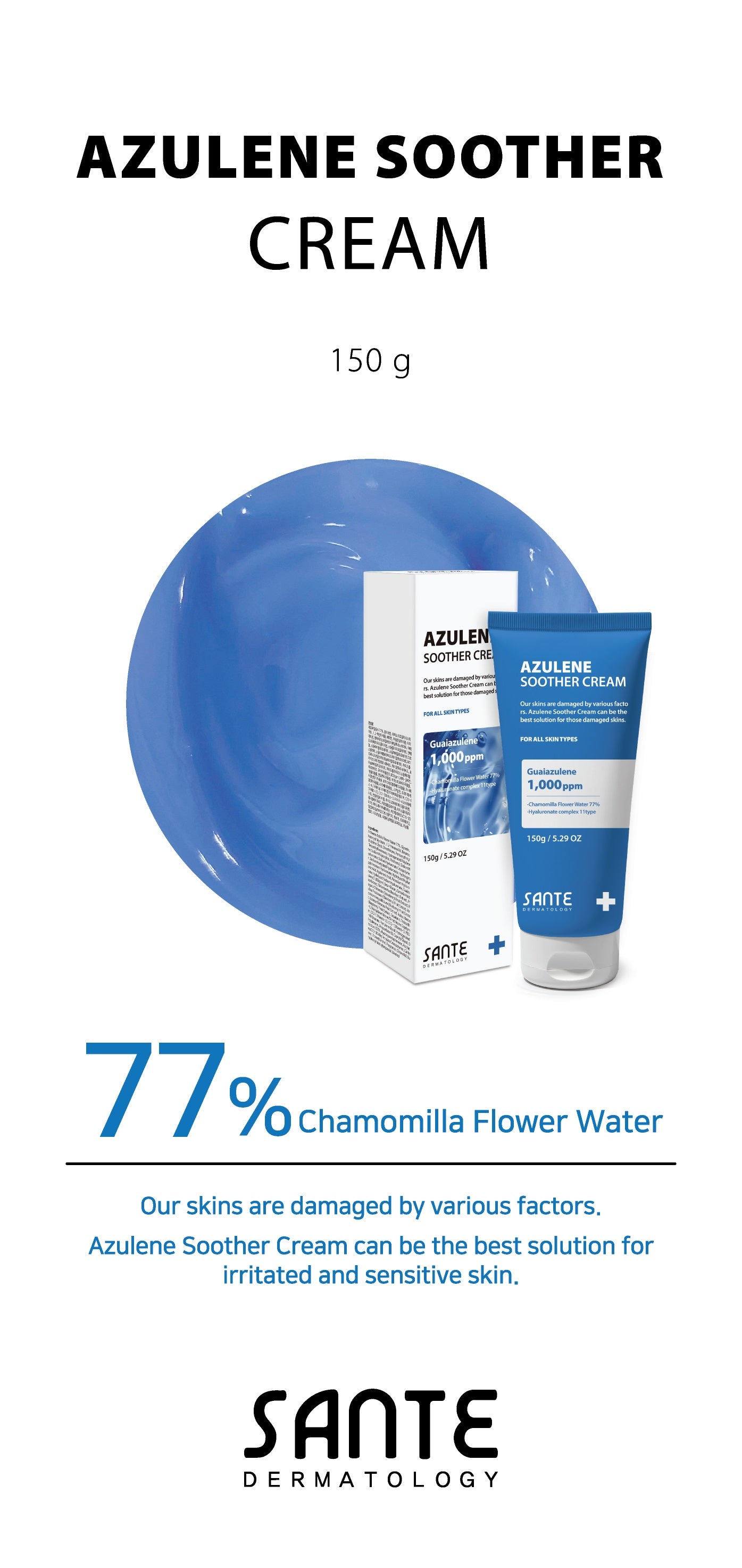 Sante AZULENE Soother Cream - Moisture cream for quick soothing of sensitive skin